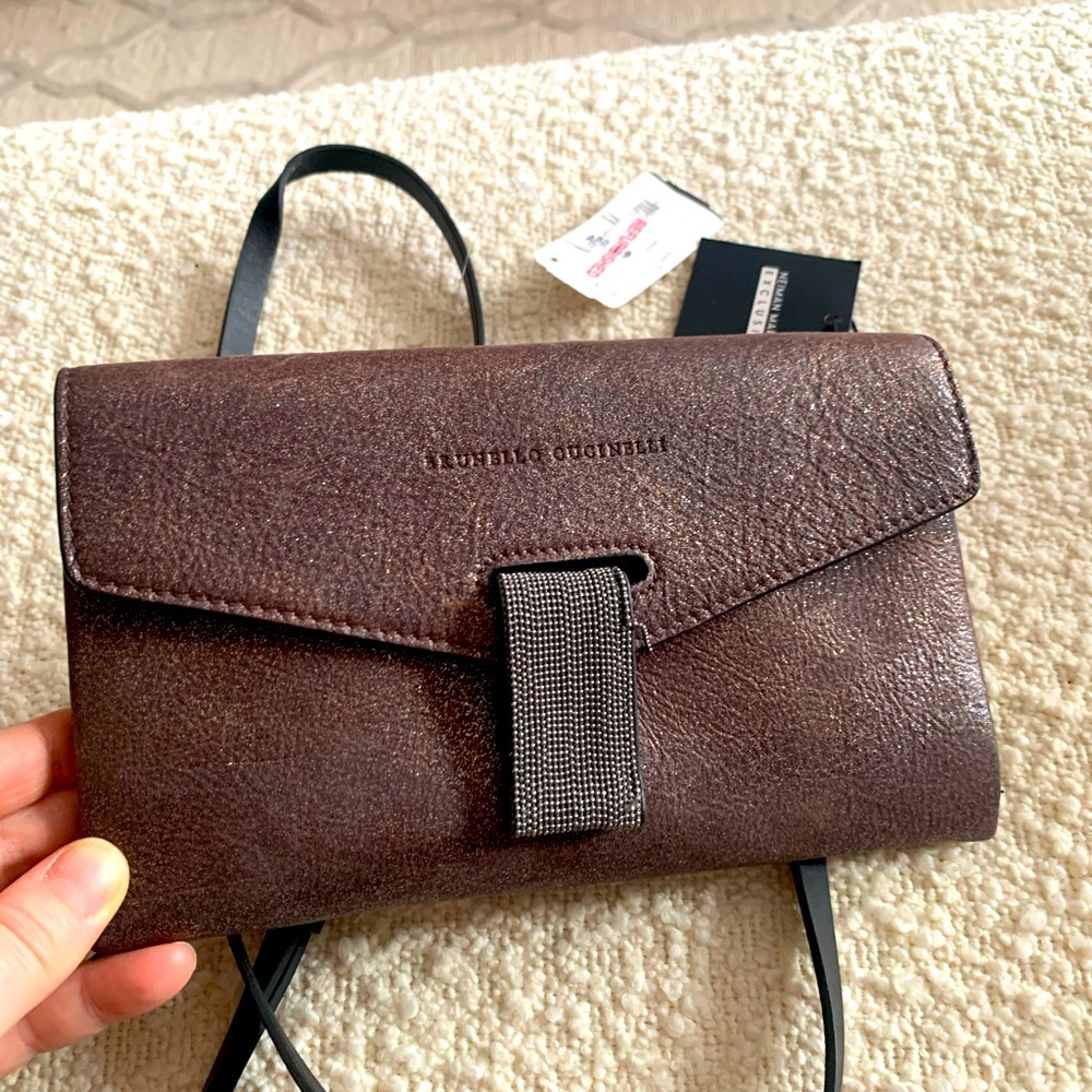Brunello Cucinelli Shiny Leather crossbody bag
